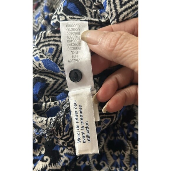 Lucky Brand Tunic  Boho Festival Ikat Peasant Button Long Sleeve Smocked  Sz M - Picture 8 of 8